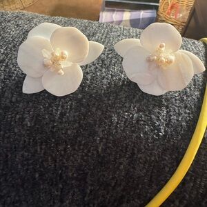 Tuckernuck white peony earrings.